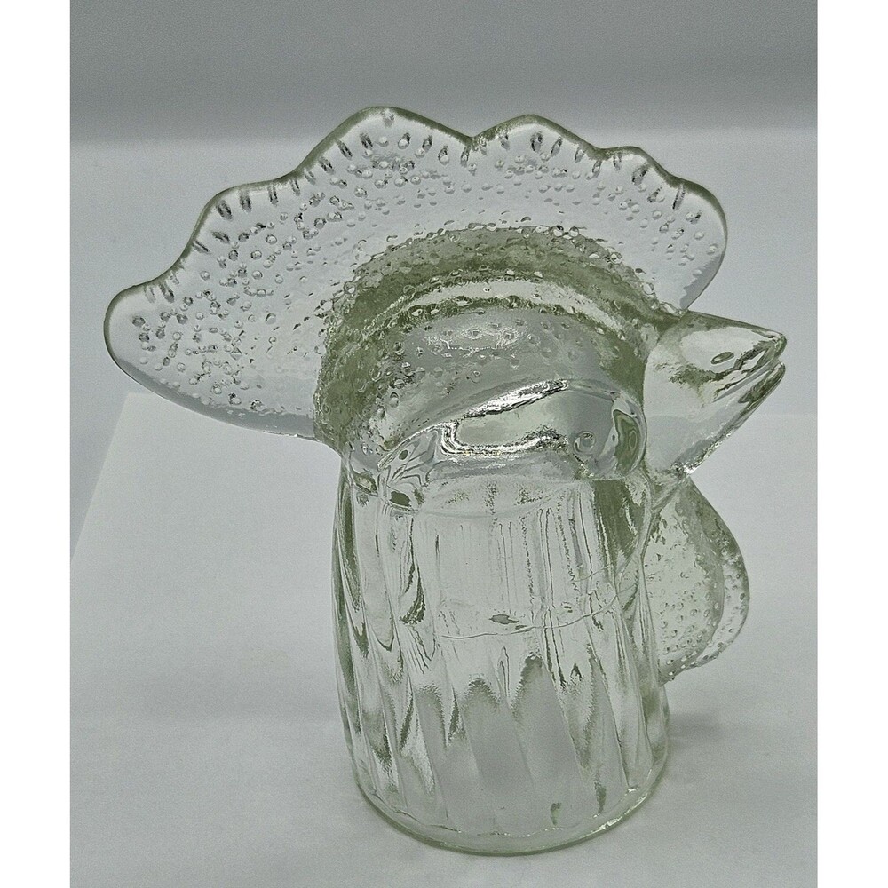 Vintage Rooster Head Glass Decanter Top, Bottle Top, Rustic Americana Farm Decor